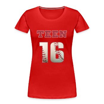 Baseball TEEN 16 - Frauen Premium Bio T-Shirt - Rot - Vorne - Mia (176cm)
