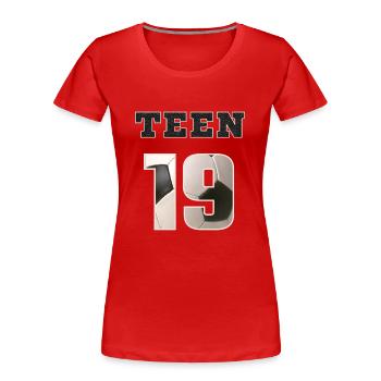 Fussball TEEN 19 Soccer - Frauen Premium Bio T-Shirt - Rot - Vorne - Mia (176cm)