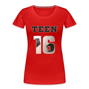 Fussball TEEN 16 Soccer - Frauen Premium Bio T-Shirt - Rot - Vorne - Mia (176cm)