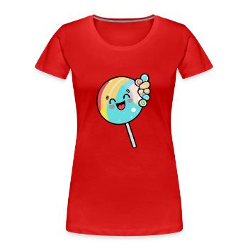 Lollipop Comic - Women's Premium Organic T-Shirt - red - Front - Mia (176cm)