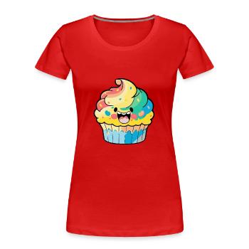 Muffin Comic - Frauen Premium Bio T-Shirt - Rot - Vorne - Mia (176cm)