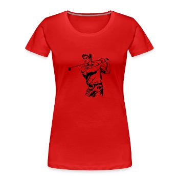 Golf Golfer - Frauen Premium Bio T-Shirt - Rot - Vorne - Mia (176cm)