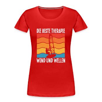 Die Beste Therapie Wind Und Wellen - Frauen Premium Bio T-Shirt - Rot - Vorne - Mia (176cm)