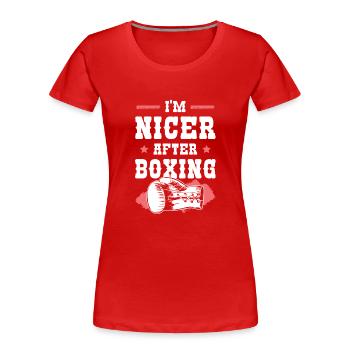 boxer boxen - Frauen Premium Bio T-Shirt - Rot - Vorne - Mia (176cm)