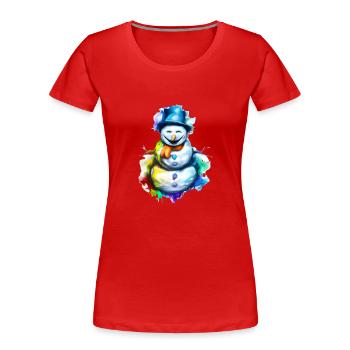 Colorful snowman in the blaze of lights - Women's Premium Organic T-Shirt - red - Front - Mia (176cm)