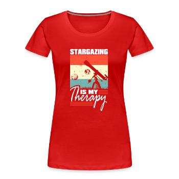 Sternengas, Kosmologie, Astronomie -Fernglas - Frauen Premium Bio T-Shirt - Rot - Vorne - Mia (176cm)