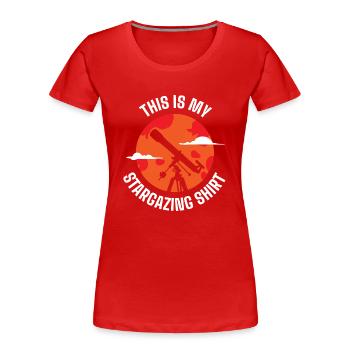 Sternengas, Kosmologie, Astronomie -Fernglas - Frauen Premium Bio T-Shirt - Rot - Vorne - Mia (176cm)