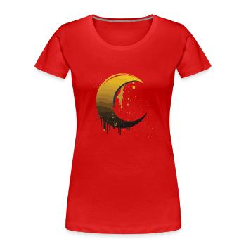 Phases de la Lune, pleine lune, étoiles, espace, lune, nuit - T-shirt bio Premium Femme - rouge - Devant - Mia (176cm)