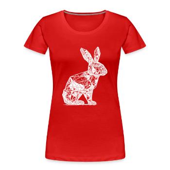 Geometrisches Linien Kaninchen Hasen Kopf - Frauen Premium Bio T-Shirt - Rot - Vorne - Mia (176cm)