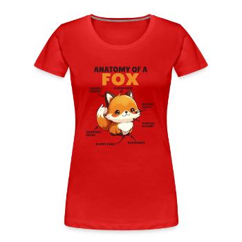 Explication du renard mignon Anatomie d’un renard - T-shirt bio Premium Femme - rouge - Devant - Mia (176cm)
