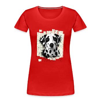 Chien dalmate - T-shirt bio Premium Femme - rouge - Devant - Mia (176cm)
