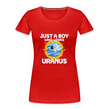 Uranus Planet Geschenk - Frauen Premium Bio T-Shirt - Rot - Vorne - Mia (176cm)