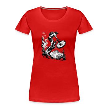 VTT - T-shirt bio Premium Femme - rouge - Devant - Mia (176cm)