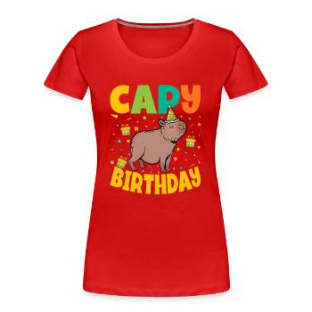Capy Birthday - Frauen Premium Bio T-Shirt - Rot - Vorne - Mia (176cm)