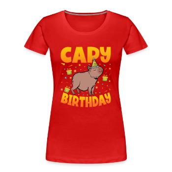 Capy Birthday - Frauen Premium Bio T-Shirt - Rot - Vorne - Mia (176cm)
