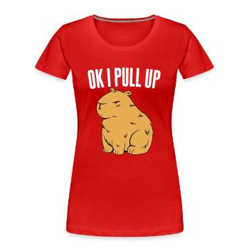 Ok I Pull Up - Frauen Premium Bio T-Shirt - Rot - Vorne - Mia (176cm)