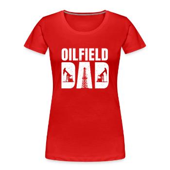 Papa Oil Field - Women's Premium Organic T-Shirt - red - Front - Mia (176cm)