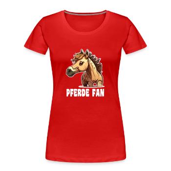 Pferd comic cartoon style - Frauen Premium Bio T-Shirt - Rot - Vorne - Mia (176cm)
