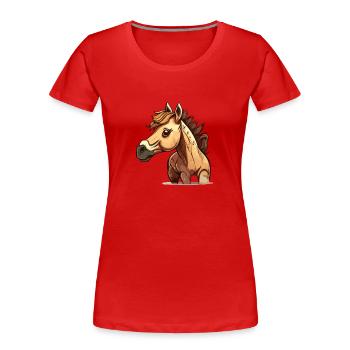 Pferd comic cartoon style - Frauen Premium Bio T-Shirt - Rot - Vorne - Mia (176cm)
