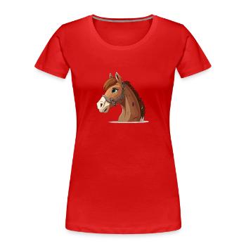Pferd comic cartoon style - Frauen Premium Bio T-Shirt - Rot - Vorne - Mia (176cm)