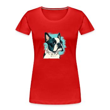Boston terrier comic cartoon style - Frauen Premium Bio T-Shirt - Rot - Vorne - Mia (176cm)
