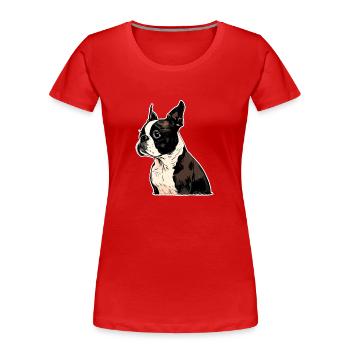 Boston Terrier - Frauen Premium Bio T-Shirt - Rot - Vorne - Mia (176cm)