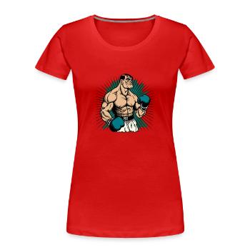 Boxer in comic style - Women's Premium Organic T-Shirt - red - Front - Mia (176cm)