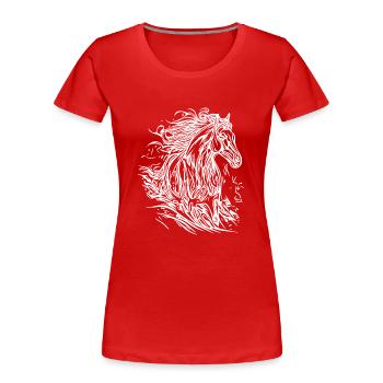 Galloping stallion with elegant mane in the wind - Women's Premium Organic T-Shirt - red - Front - Mia (176cm)