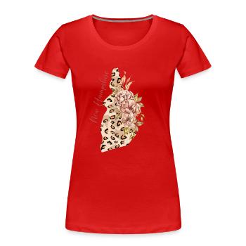 New Hampshire Leopard Pattern Map Leo - T-shirt bio Premium Femme - rouge - Devant - Mia (176cm)