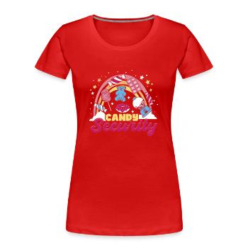 Sécurité des bonbons - T-shirt bio Premium Femme - rouge - Devant - Mia (176cm)
