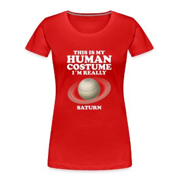 Saturn - Frauen Premium Bio T-Shirt - Rot - Vorne - Mia (176cm)