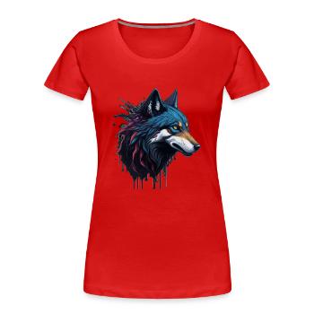 WOLF SPLASH ART DESIGN - Frauen Premium Bio T-Shirt - Rot - Vorne - Mia (176cm)