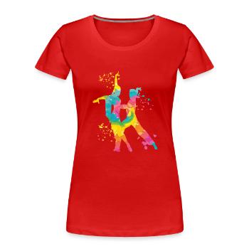 Latin Dancing Couple Aquarell Tänzerin - Frauen Premium Bio T-Shirt - Rot - Vorne - Mia (176cm)