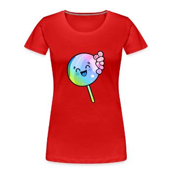 Lollipop Comic Bunt - Frauen Premium Bio T-Shirt - Rot - Vorne - Mia (176cm)