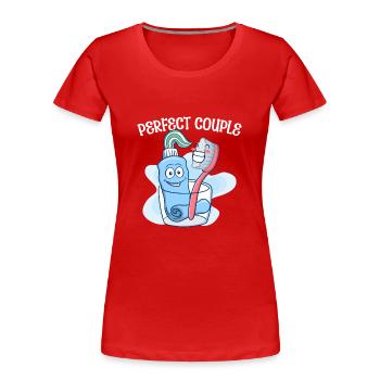 Paire Brosse à dents Dentifrice Sweet - T-shirt bio Premium Femme - rouge - Devant - Mia (176cm)