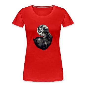 Forêt avec pleine lune et loup gris animal sauvage - T-shirt bio Premium Femme - rouge - Devant - Mia (176cm)
