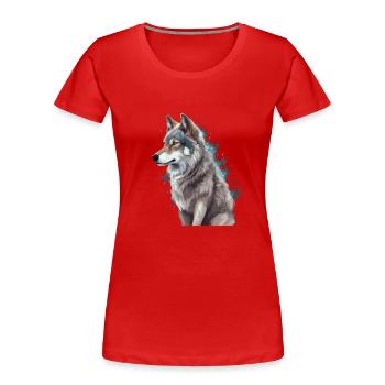 Grauer Wolf Jagdrevier Wilde Tiergrafik - Frauen Premium Bio T-Shirt - Rot - Vorne - Mia (176cm)
