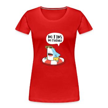No Fins No Future Safe Sharks - Frauen Premium Bio T-Shirt - Rot - Vorne - Mia (176cm)