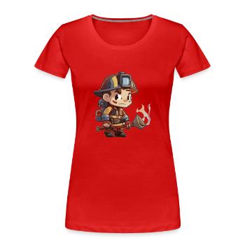 Style Fireman Cartoon - T-shirt bio Premium Femme - rouge - Devant - Mia (176cm)