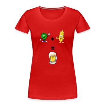Gerste und Hopfen Bier - Frauen Premium Bio T-Shirt - Rot - Vorne - Mia (176cm)