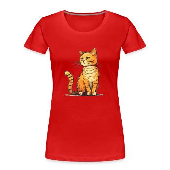 Cat in comic style - Women's Premium Organic T-Shirt - red - Front - Mia (176cm)