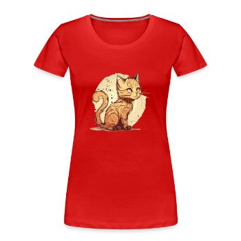 Cat in comic style - Women's Premium Organic T-Shirt - red - Front - Mia (176cm)