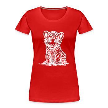 Mignon petit tigre avec un élégant motif rayé - T-shirt bio Premium Femme - rouge - Devant - Mia (176cm)