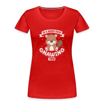 Biber Fan Biber Liebhaber Lustiges Biber Geschenk - Frauen Premium Bio T-Shirt - Rot - Vorne - Mia (176cm)