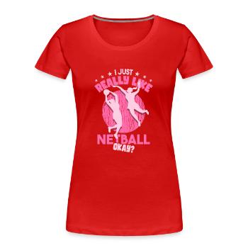 Netball Geschenk - Frauen Premium Bio T-Shirt - Rot - Vorne - Mia (176cm)