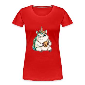 Biscuit licorne - T-shirt bio Premium Femme - rouge - Devant - Mia (176cm)