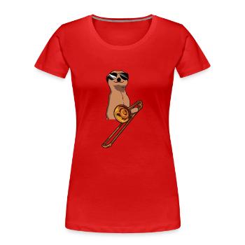 Suricate Trombone Trombone Trombone Player Tromboniste - T-shirt bio Premium Femme - rouge - Devant - Mia (176cm)