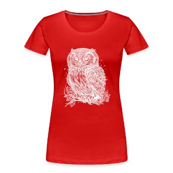 Motif nature hibou des forêts pour les amoureux des hiboux - T-shirt bio Premium Femme - rouge - Devant - Mia (176cm)