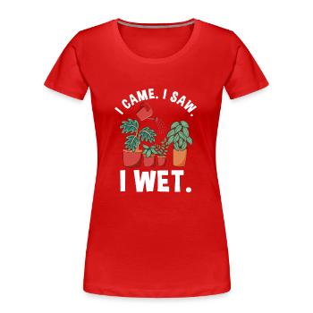 Lustige Gartenpflanze Nasse Pflanzen - Frauen Premium Bio T-Shirt - Rot - Vorne - Mia (176cm)
