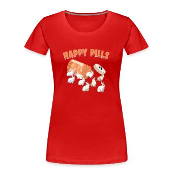 Happy Pills Lapin géant flamand Drôle de lapin race - T-shirt bio Premium Femme - rouge - Devant - Mia (176cm)